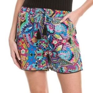 NEW Johnny Was Womens Boho Demarne Pull-On Short Colorful Paisley Print Size S